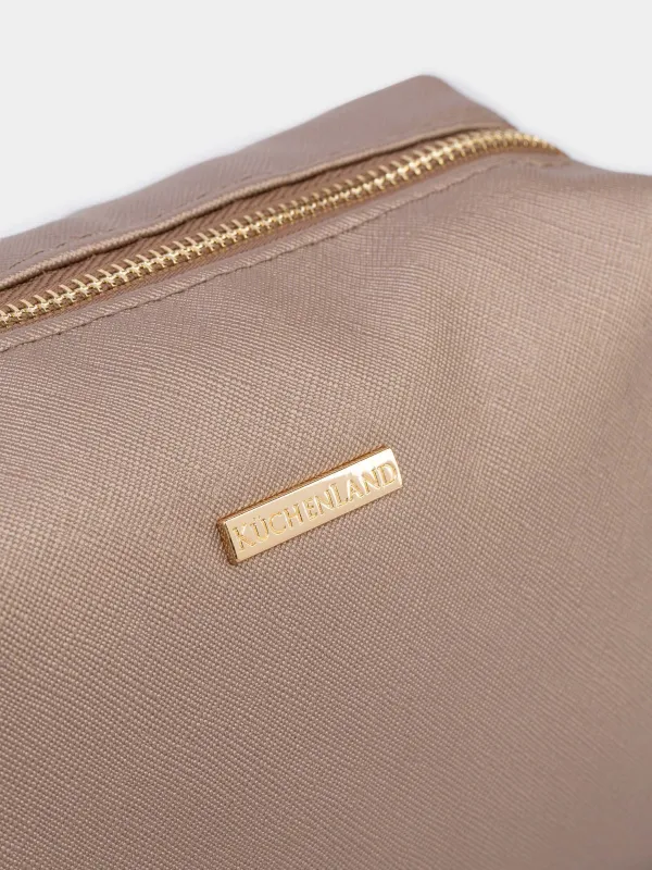 Cosmetic bag, 21x13 cm, PVC, golden, Beauty, image-1