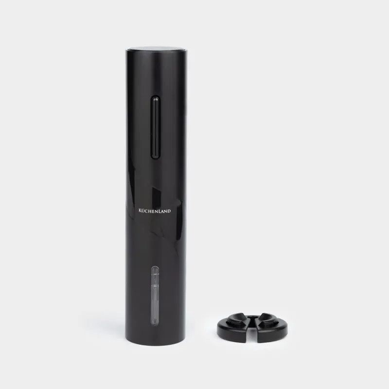 Electric corkscrew, 23 cm, with foil cutter, plastic, black, Bar