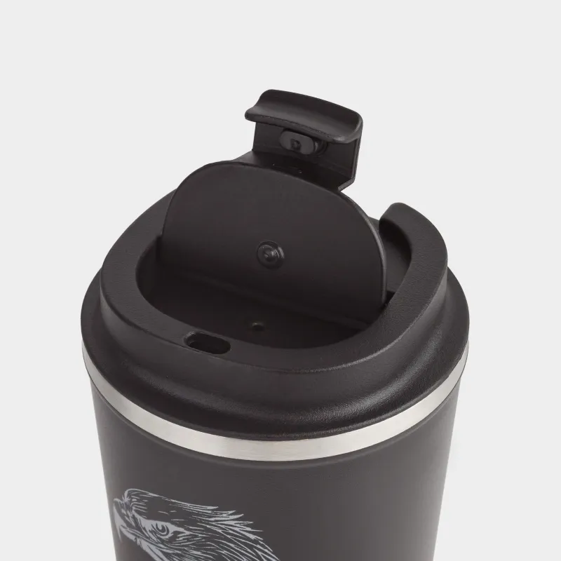 Thermo mug, 450 ml, steel / plastic, black, Eagle, Coffee time, image-1