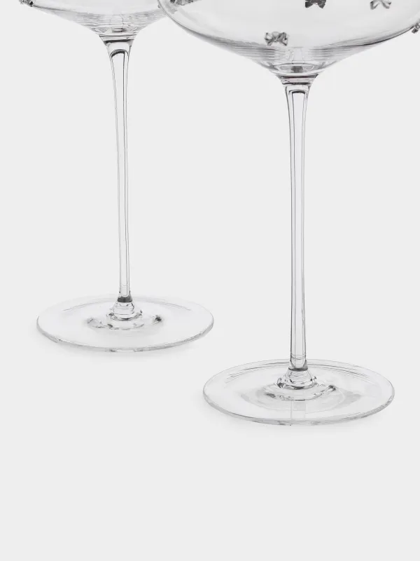Drinking glass, 250 ml, 2 pcs, crystal glass, with silver edging, Ferentino, image-3