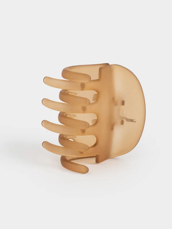 Hair clip, 6 cm, plastic / metal, brown, Crab, Hair basic, image-4