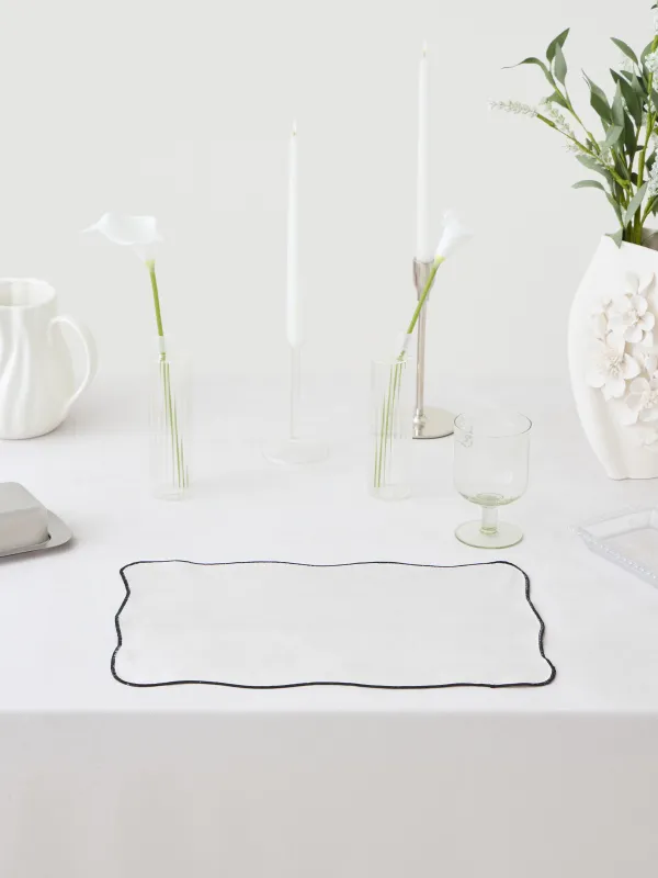 Placemat, 30x45 cm, chenille, curly, milky, Black edging, Chenill framed, image-5