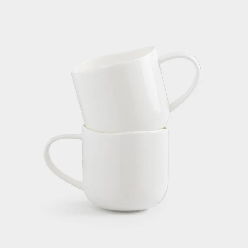 Mug, 400 ml, 2 pcs, porcelain F, white, Uneven edge, Vergaleo