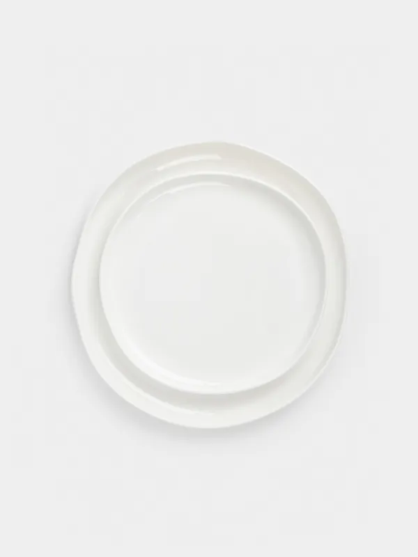 Dining set, 6 persons, 18 items, porcelain F, white, Uneven edge, Vergaleo, image-1