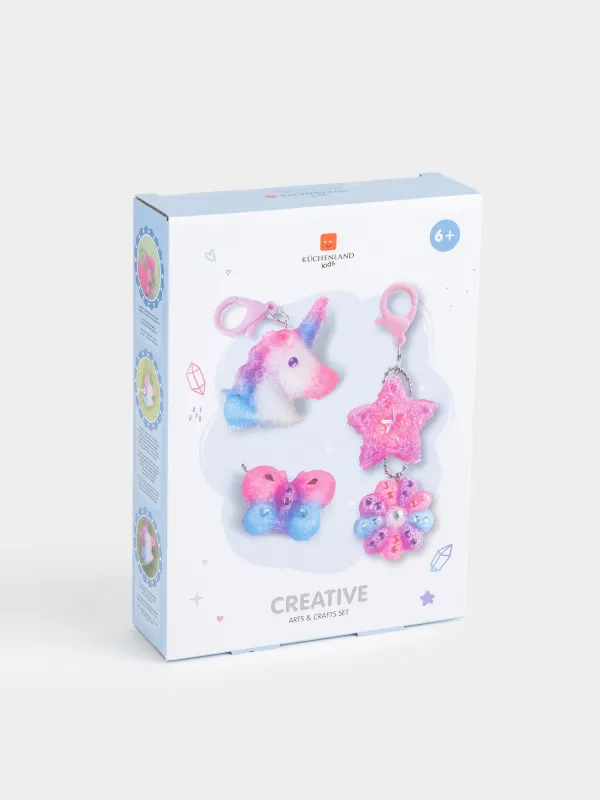 Creative kit, 4 items, quartz painting, plaster, Keychains, Creative, image-0