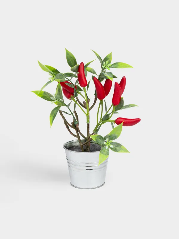 Decorative composition, 20 cm, in a pot, foam/plastic, Red pepper, Vegetable shape, image-0
