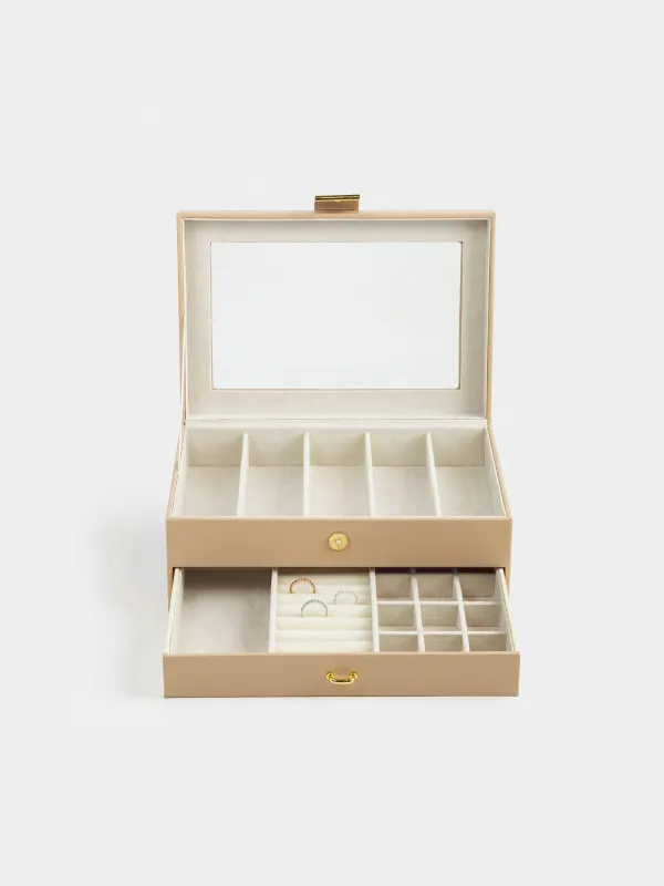 Jewelry box, 26x18 cm, wood/PU leather, beige, Premiere, image-3