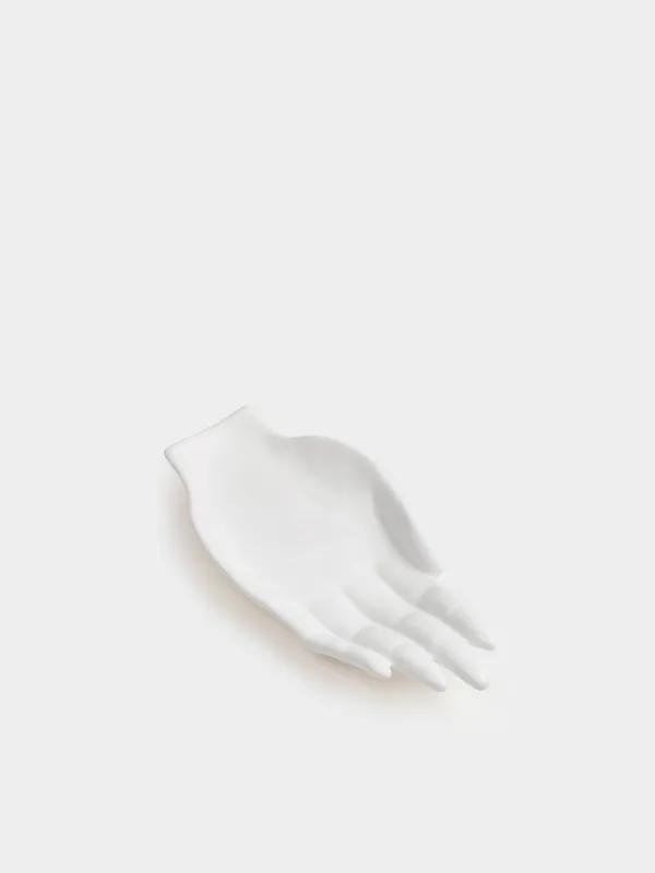 Decorative dish, 24x11 cm, ceramic, white, Palm, Hand, image-1