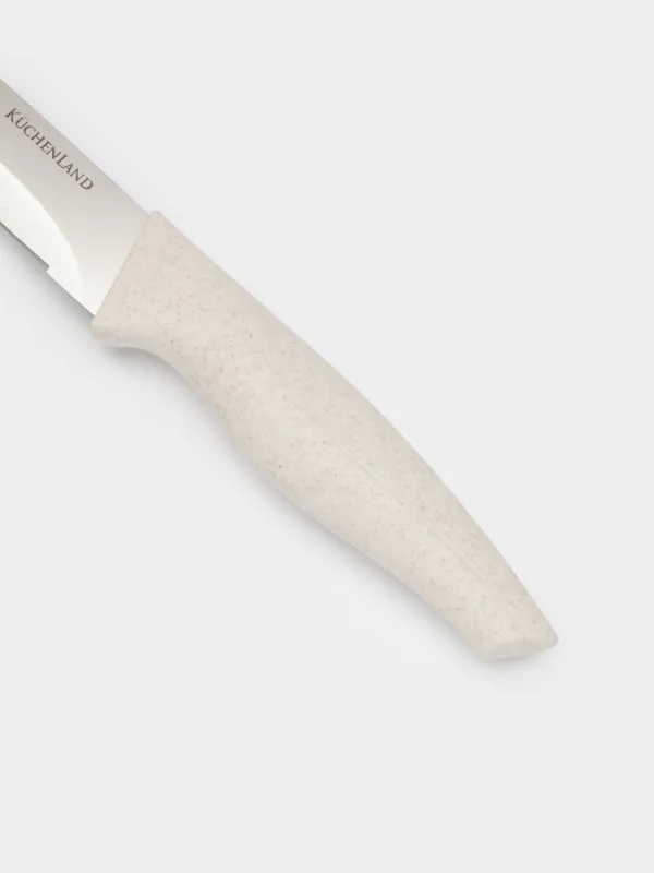 Knife set, 5 items, in stand, steel / plastic / wood, Cream, Major, image-5