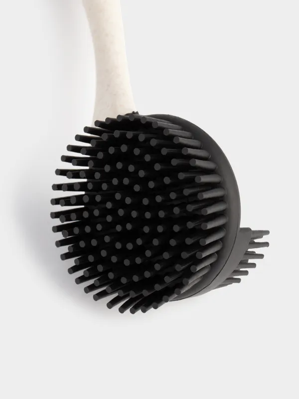 Cleaning brush, 27 cm, double-sided, rubber / plastic, black and beige, Black clean new, image-3
