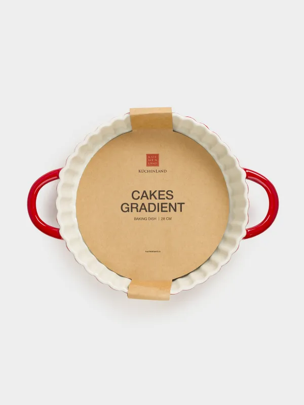 Baking dish, 28 cm, ceramic, round, burgundy, Gradient, Cakes gradient, image-8