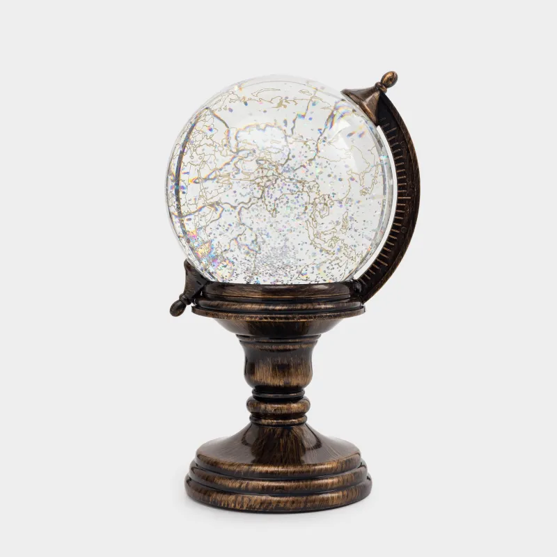 Snow lantern, 19 cm, illuminated, plastic, bronze, Globe, Bronze style, image-1