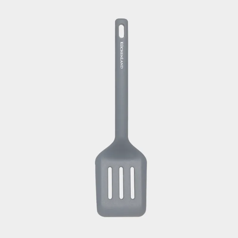 Spatula, 30 cm, slotted, Silicone, Grey, Grey steel