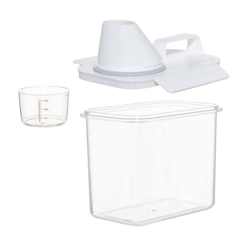 Washing powder container, 1,1 l, with measuring cup, plastic, white, Compact, image-1