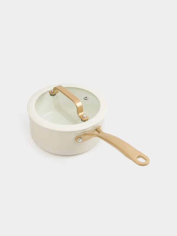 Saucepan, 16 cm, 1.3 l, with lid, coated, aluminum, milky, Piatto gold, image-4