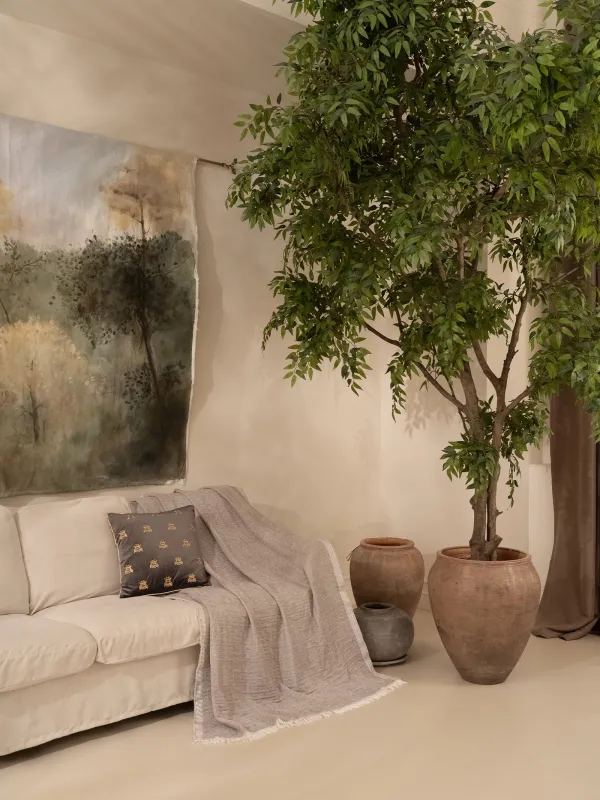 Decorative pillow, 45x45, corduroy, gray, Bees, Honey, image-2