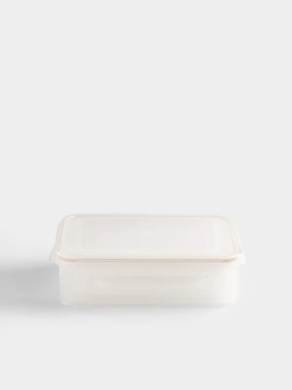 Container set, 3 pcs, with clips, plastic / silicone, rectangular, beige, Roomy clip, image-2