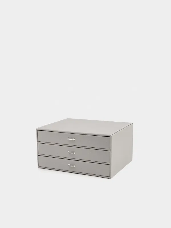 Jewelry box, 24x19 cm, artificial leather / MDF, grey, Premiere, image-0