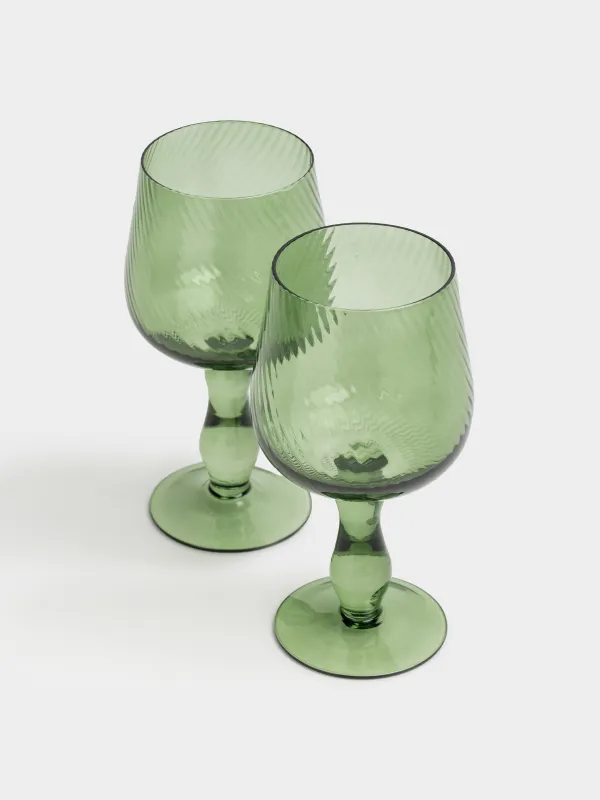 Drinking glass, 580 ml, 2 pcs, glass, green, Molinella, image-1