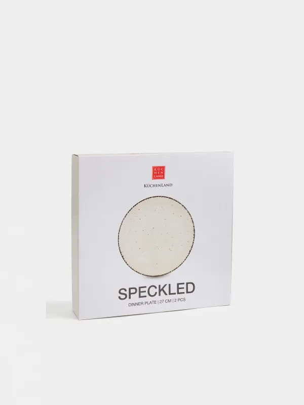 Dinner plate, 27 cm, 2 pieces, ceramic, beige, speckled, Speckled, image-5