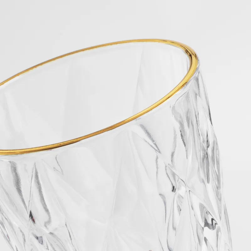 Glass, 10 cm, 270 ml, 6 pcs, glass R, with golden edging, Rhomb gold, image-5