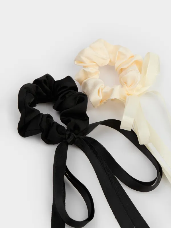Hair tie set, 8 cm, 2 pcs, for children, satin, Silk, image-1
