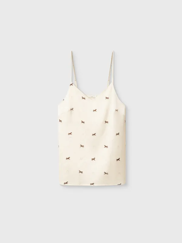 Women's top, homewear, size S, with straps, polyester / elastane, milky, Horses, Luanne, image-5