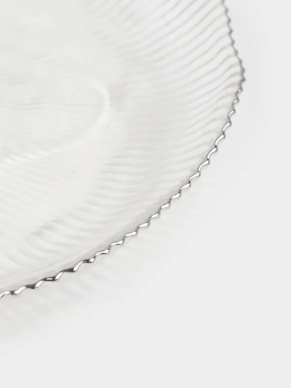 Dish, 30x3 cm, glass R, with silver edging, Argos silver, image-2