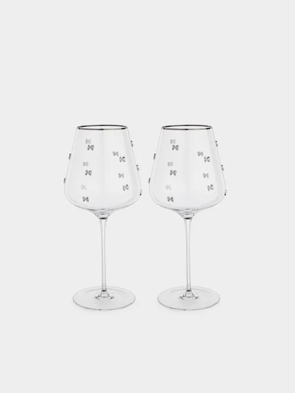 Drinking glass, 650 ml, 2 pcs, crystal glass, with silver edging, Ferentino, image-0