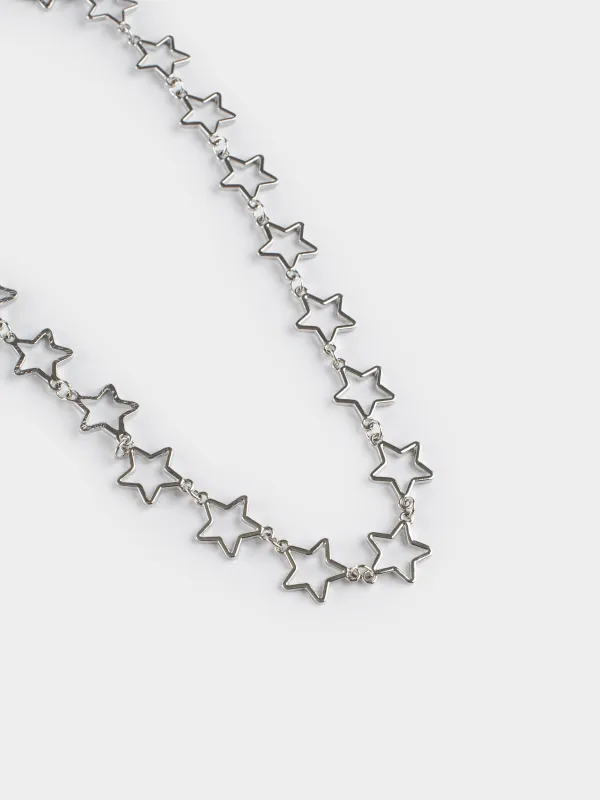 Chain, 43 cm, metal, Silver, Stars, Comete, image-3