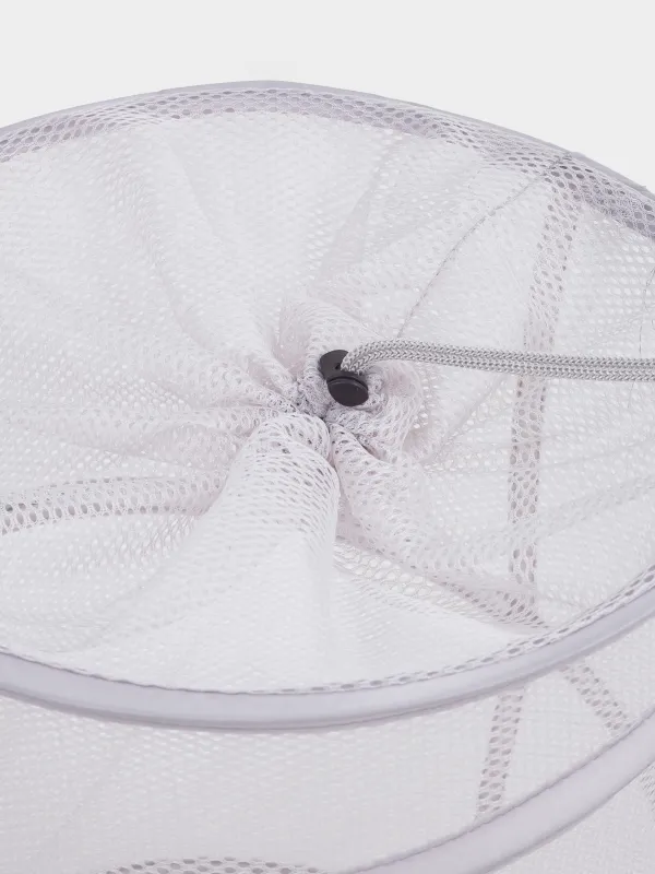 Laundry basket, 46x34 cm, folding, polyester / steel, round, grey-beige, Safety, image-1