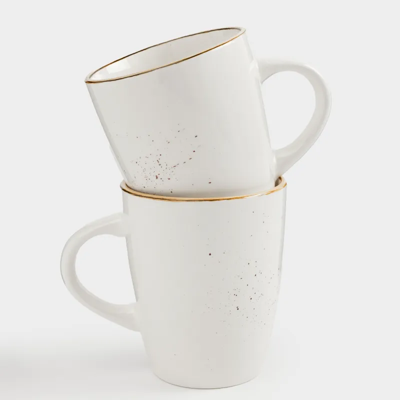 Mug, 350 ml, 2 pcs, milk, speckled, Roxas