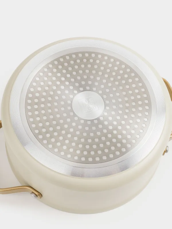 Pot, 20 cm, 2.8 l, with lid, coated, aluminum, milky, Piatto gold, image-7