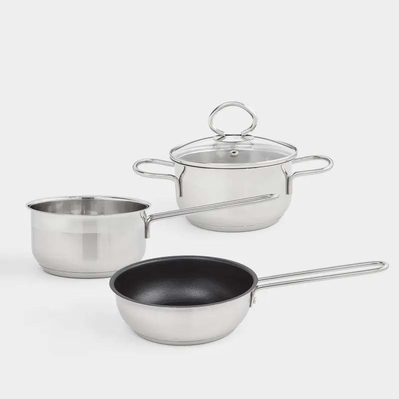 Cookware set, 3 iterms, steel / glass, Egoist lite
