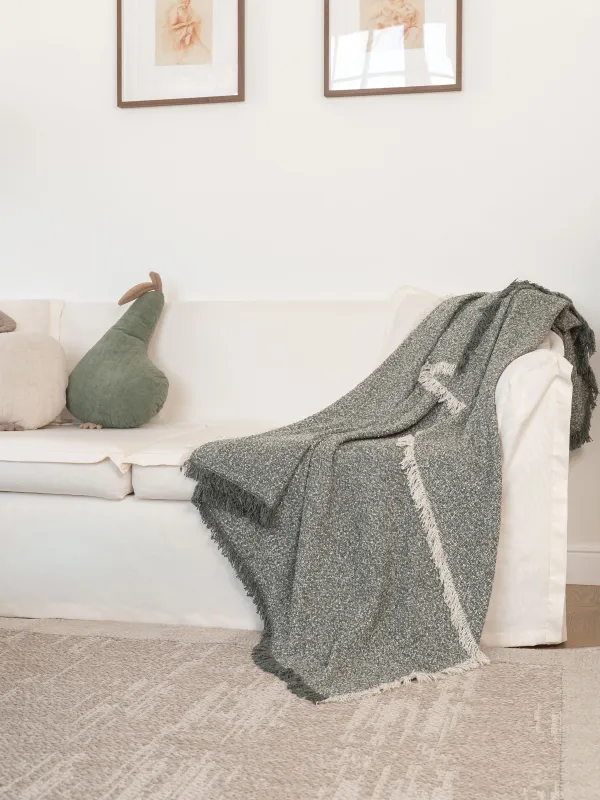 Plaid, 130x170 cm, fringed, acrylic/polyester, green, Acrylic, image-3