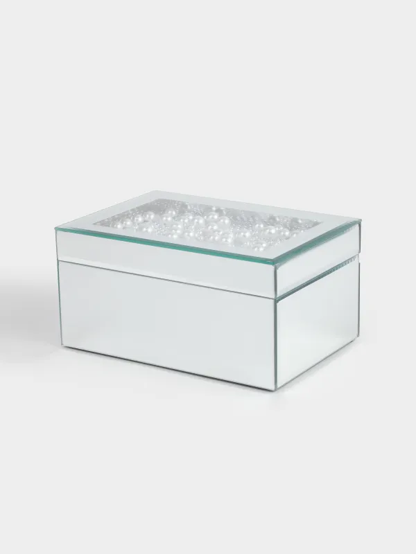 Jewelry box, 20x14 cm, glass, Mirror, Pearls, Glossy, image-0