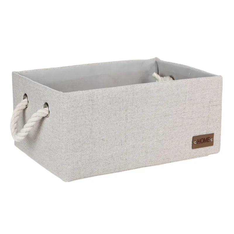Storage basket, 33x23x15 cm, with handles, polyester, rectangular, Beige, Everyday, image-1