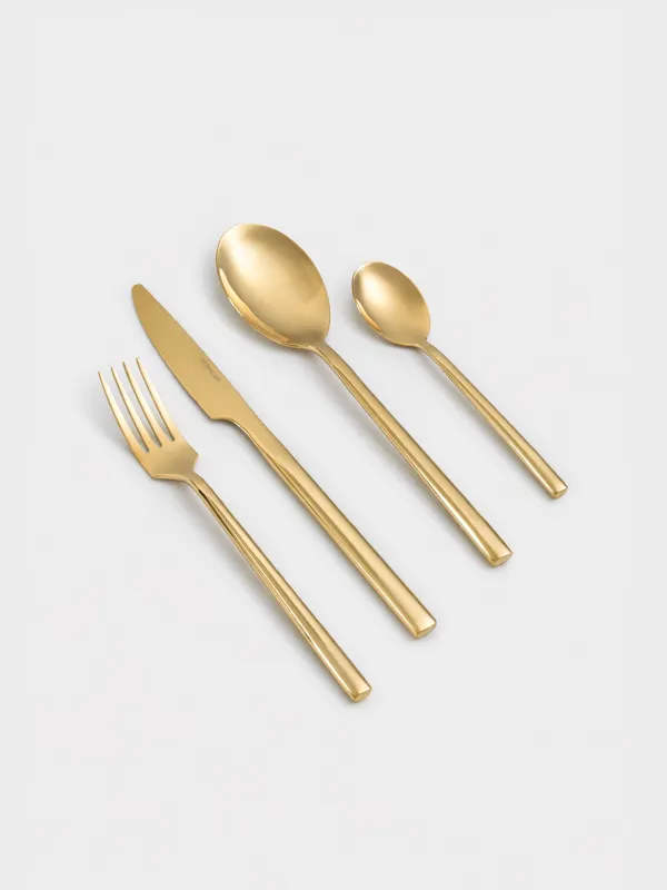 Silverware, 6 pers, 24 pr, steel, gold, Dublin, image-1