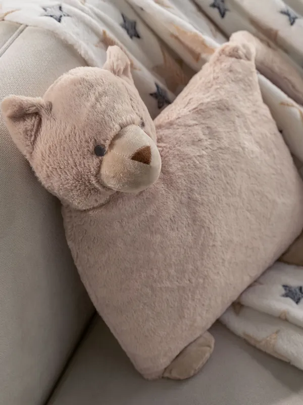 Blanket with pillow, 130x150 cm, fleece / plush, beige, Cat, Plush animals, image-7