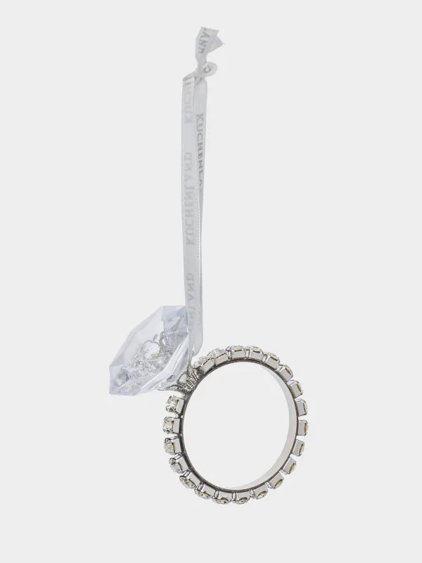 Christmas tree toy, 7 cm, acrylic / steel, Ring with crystal, Ice crystal, image-1