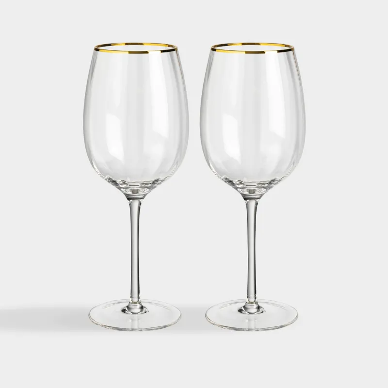 Drinking glass, 470 ml, 2 pcs, glass R, with golden edging, Filo R gold