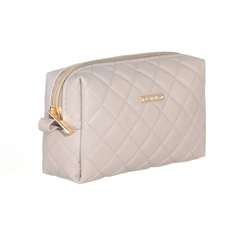 Cosmetic bag, 18х11 cm, quilted, polyurethane, beige, Quilted, image-1