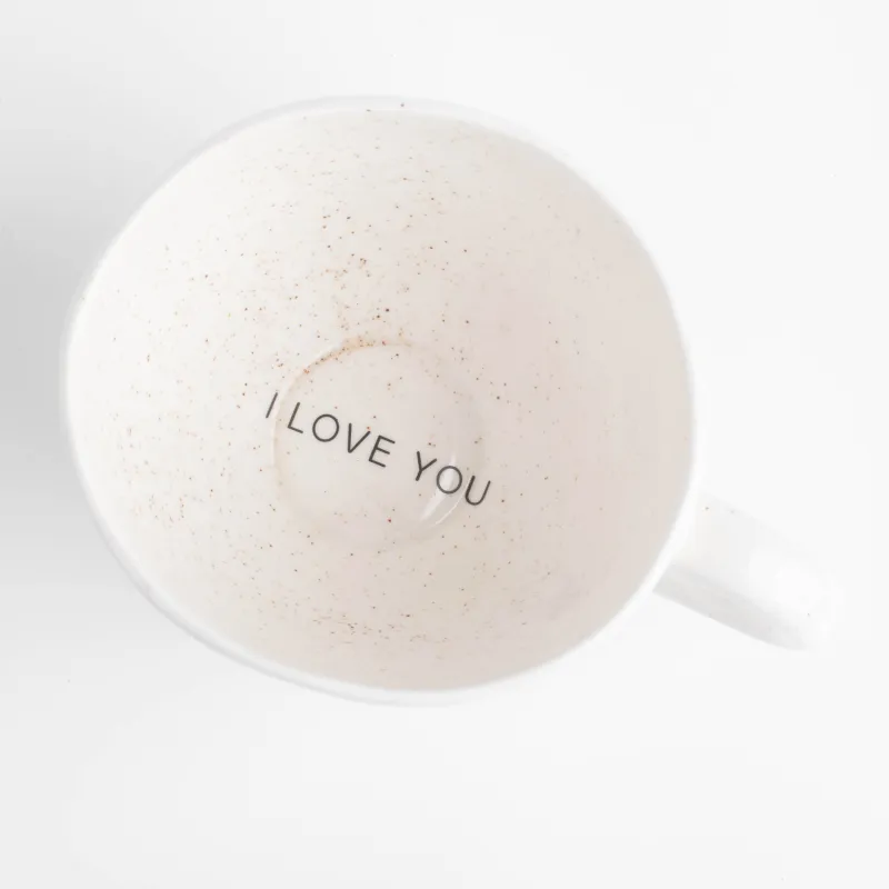 Mug, 450 ml, porcelain P, milk, speckled, I love you, Delicia, image-4