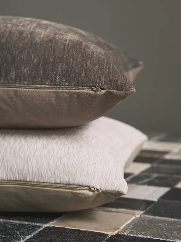 Decorative pillow, 45x45 cm, chenille/velvet, beige, Place for the soul, Chenille, image-4