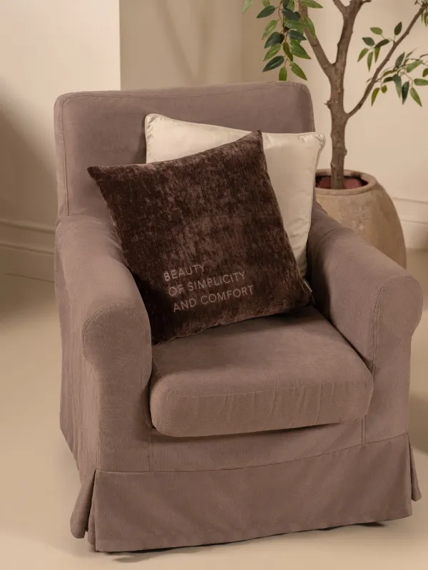 Decorative pillow, 45x45 cm, chenille / velvet, brown, Chenill, image-2