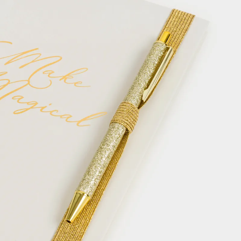 Notepad for notes, 15x20 cm, 80 l, on rings, with a pen, milky, Stationery sparkle, image-4