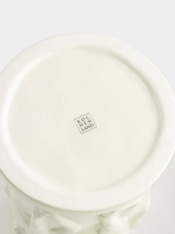 Flower vase, 24 cm, ceramic, milky, Horses, Horse pattern, image-2