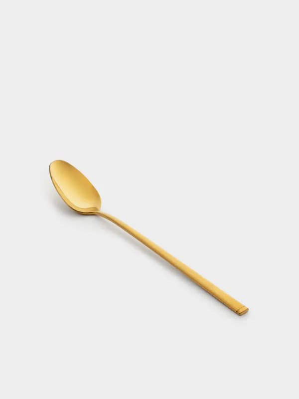 Tea spoon, 2 pcs, long handle, steel, gold, Madrid, image-2