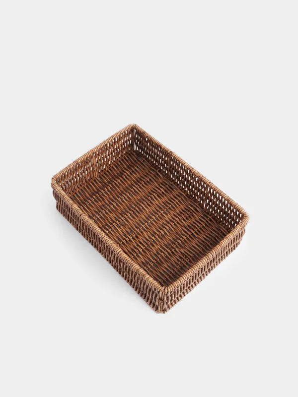 Grocery basket, 26x18 cm, rattan, rectangular, brown, Blendy, image-1