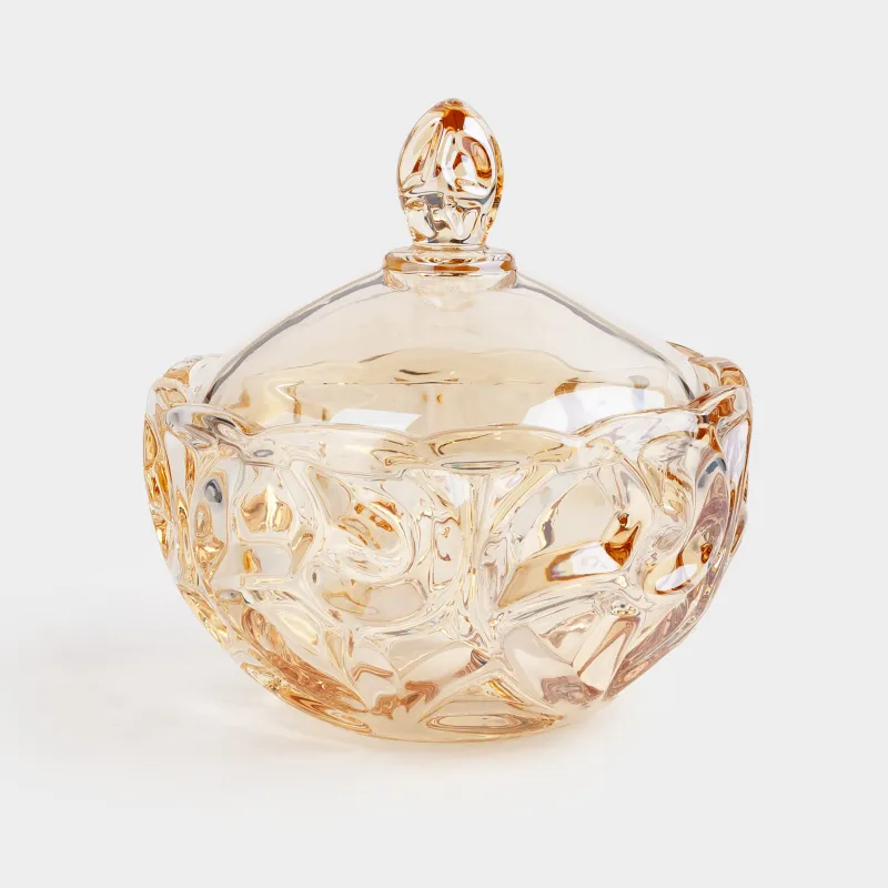 Storage container, 19x17 cm, 1 l, glass R, amber, Patterns, Gala